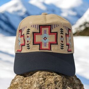 Tan and Black Patterned Men's Cap